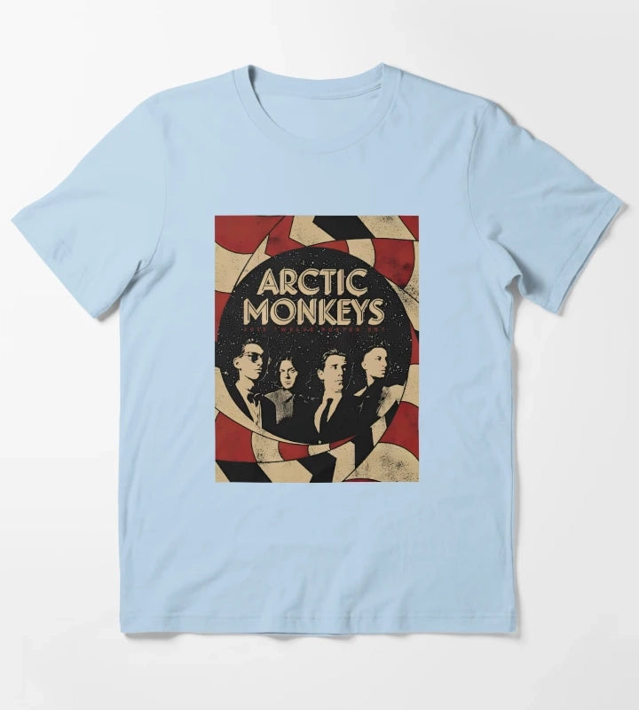 Arctic Monkeys 90s Vintage Rock Pop Music Band 18 T-Shirt Sky Blue