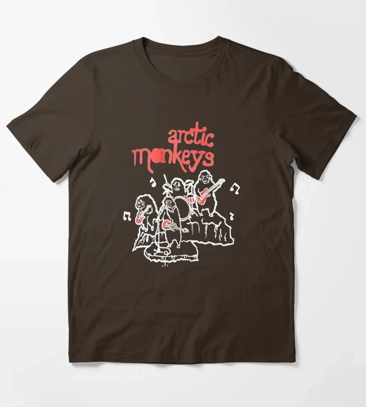 Arctic Monkeys 90s Vintage Rock Pop Music Band 22 T-Shirt Brown