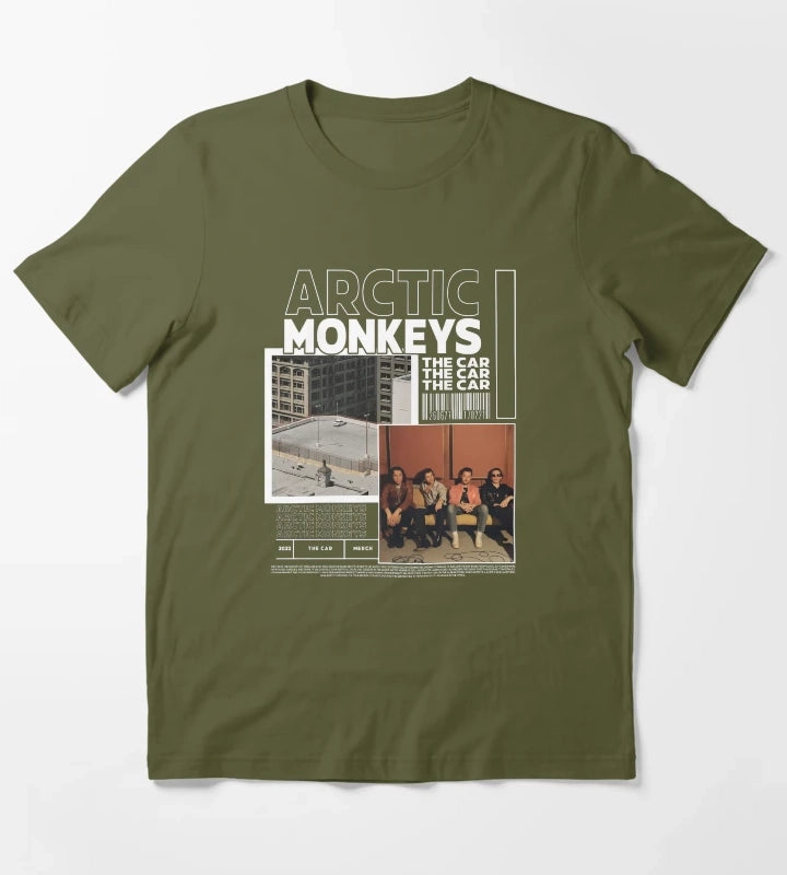 Arctic Monkeys 90s Vintage Rock Pop Music Band 31 T-Shirt Olive Green