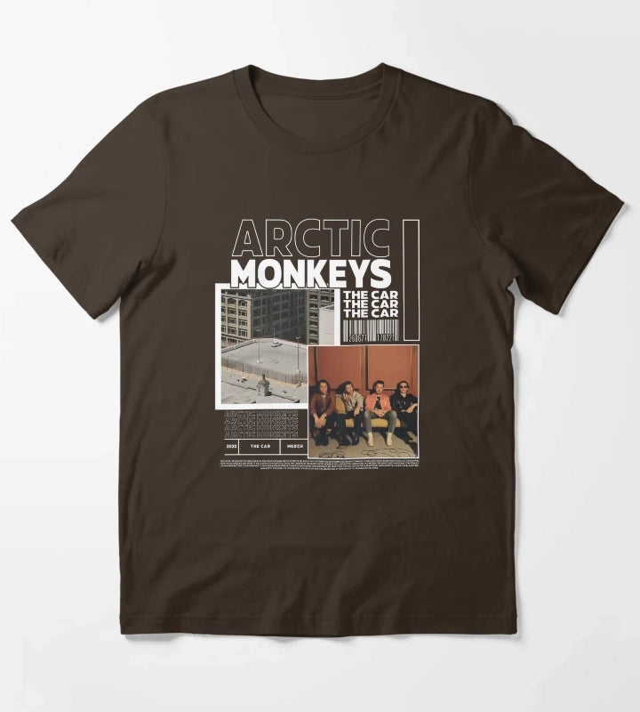 Arctic Monkeys 90s Vintage Rock Pop Music Band 31 T-Shirt Brown