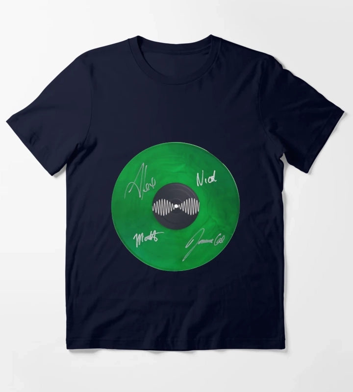 Arctic Monkeys AM Autographed Vinyl Record Artwork T-Shirt Navy
