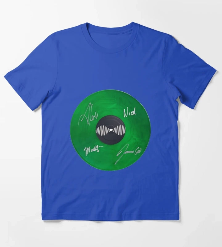 Arctic Monkeys AM Autographed Vinyl Record Artwork T-Shirt Blue