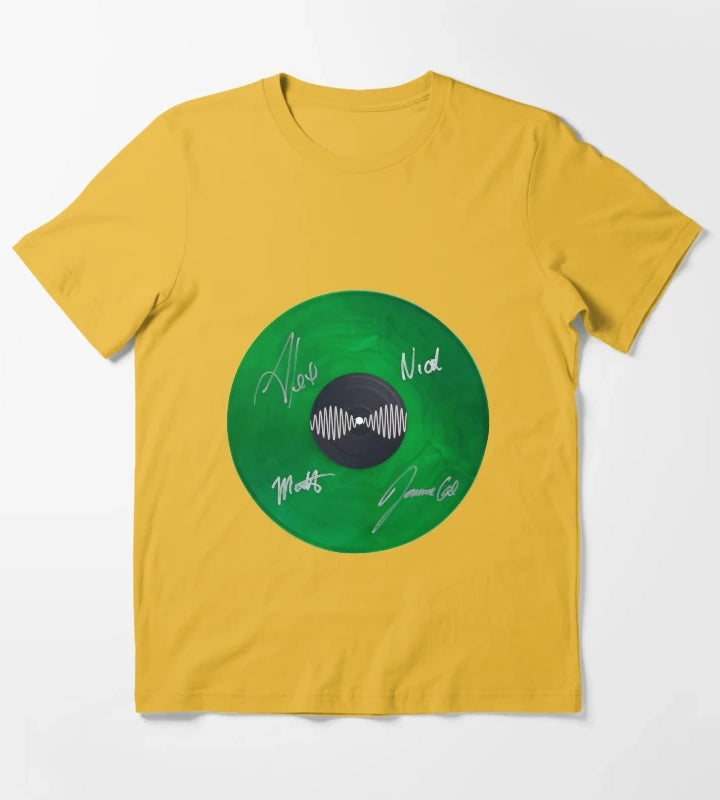 Arctic Monkeys AM Autographed Vinyl Record Artwork T-Shirt Yellow