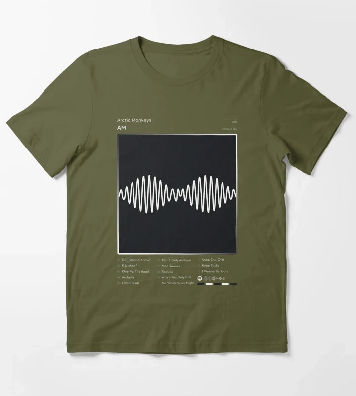 Arctic Monkeys AM Tracklist Album T-Shirt Olive Green