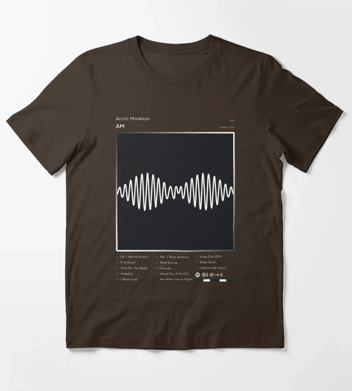 Arctic Monkeys AM Tracklist Album T-Shirt Brown