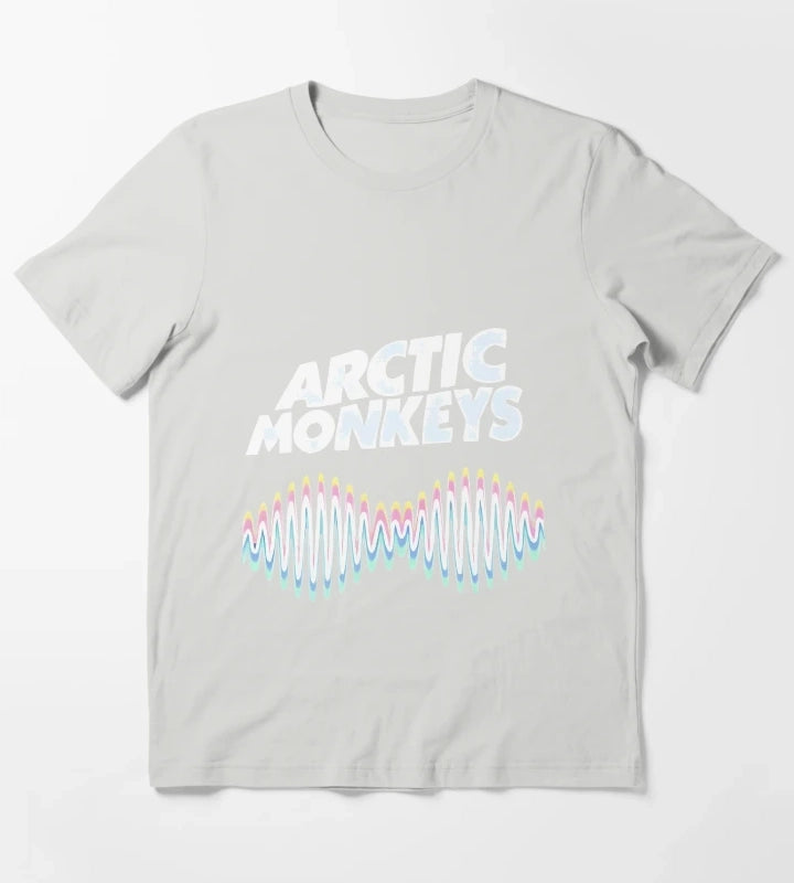 Arctic Monkeys Band Wave Art T-Shirt Light Grey