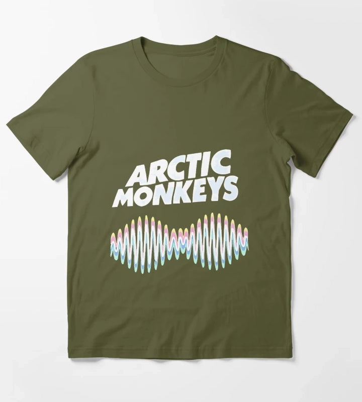 Arctic Monkeys Band Wave Art T-Shirt Olive Green