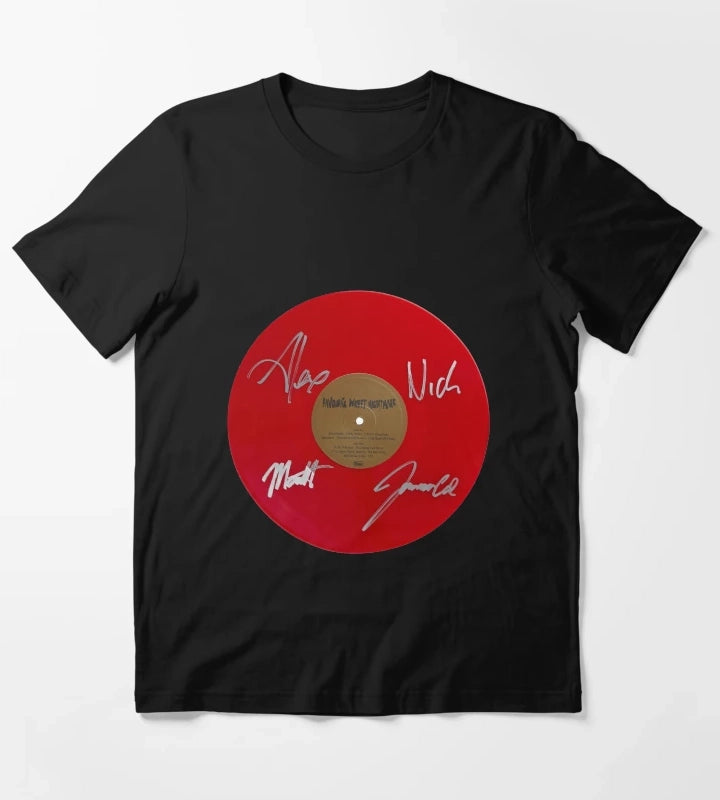 Arctic Monkeys Favourite Worst Nightmare Autographed Red Vinyl Record Artwork T-Shirt
