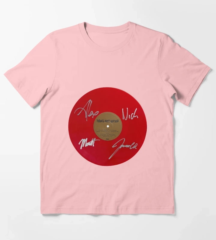 Arctic Monkeys Favourite Worst Nightmare Autographed Red Vinyl Record Artwork T-Shirt Dark Grey