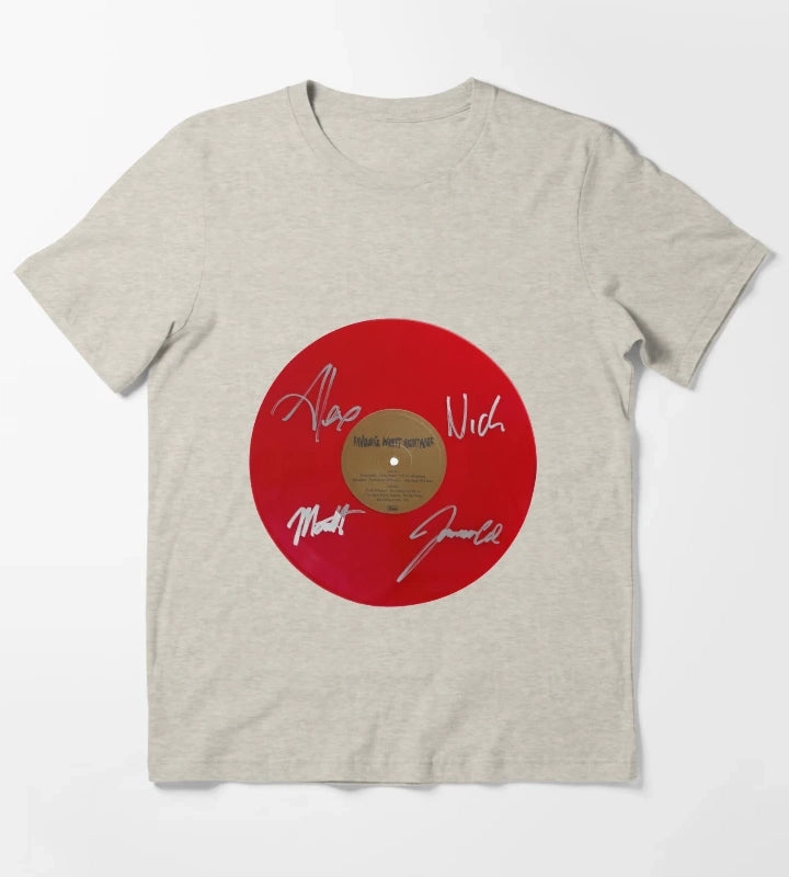 Arctic Monkeys Favourite Worst Nightmare Autographed Red Vinyl Record Artwork T-Shirt Cream