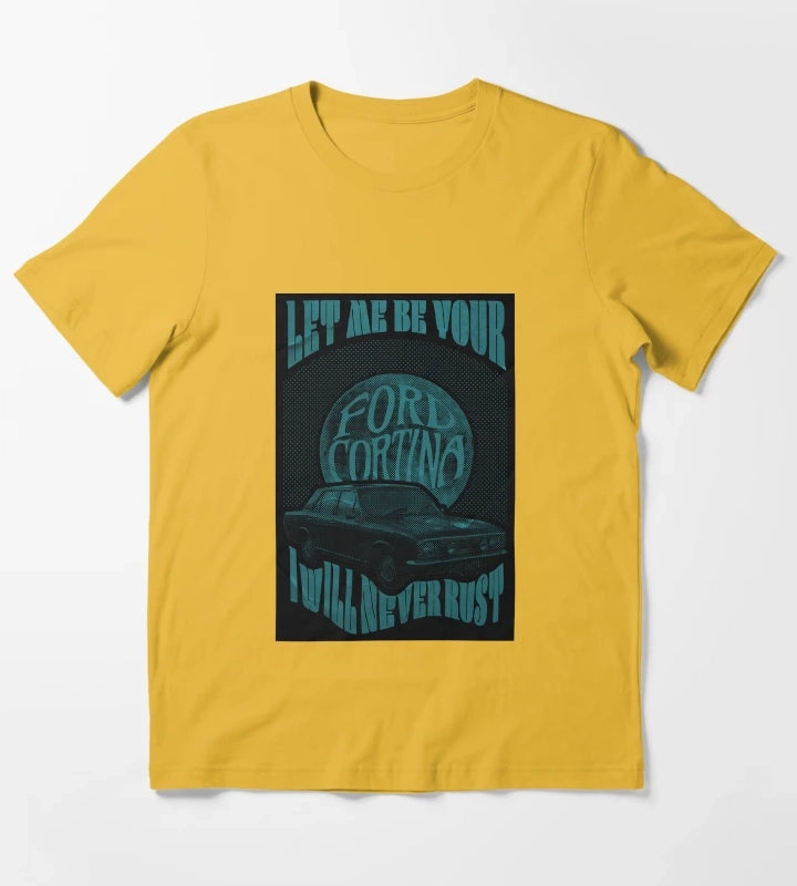 Arctic Monkeys Graphic Design Poster Ford Cortina T-Shirt Yellow