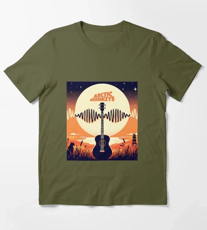 Arctic Monkeys Guitar Wave T-Shirt Olive Green
