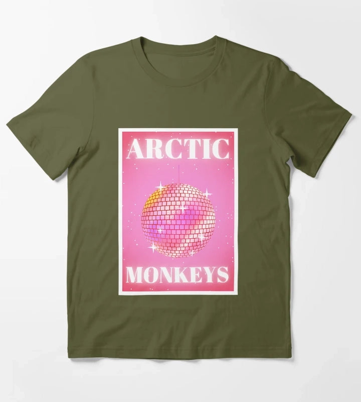 Arctic Monkeys In Pink T-Shirt Olive Green