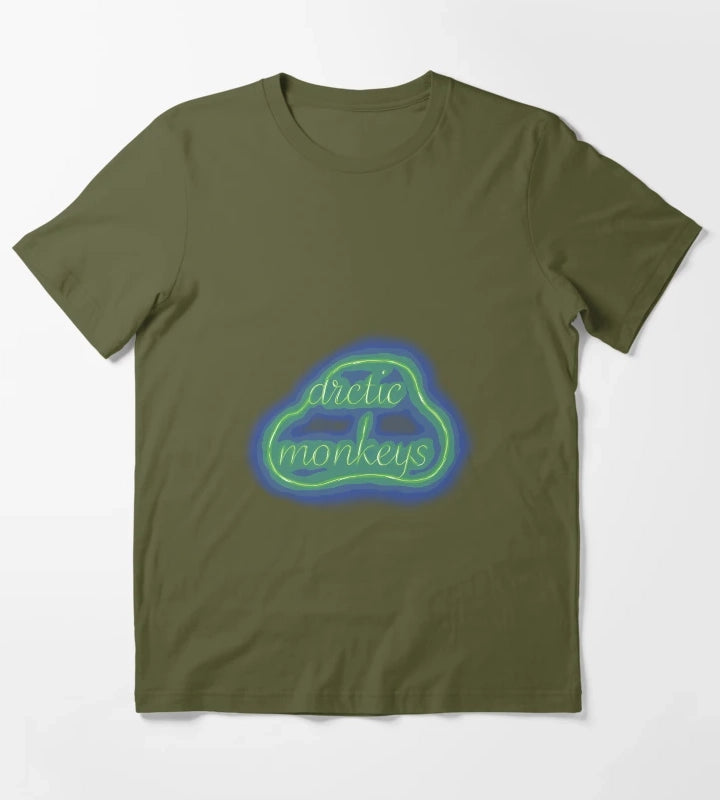 Arctic Monkeys Neon Sign Logo T-Shirt Olive Green
