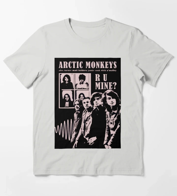 Arctic Monkeys Ru Mine Band Members Design T-Shirt Light Grey