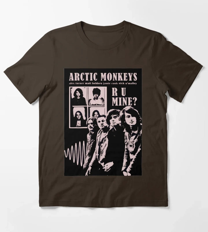 Arctic Monkeys Ru Mine Band Members Design T-Shirt Brown