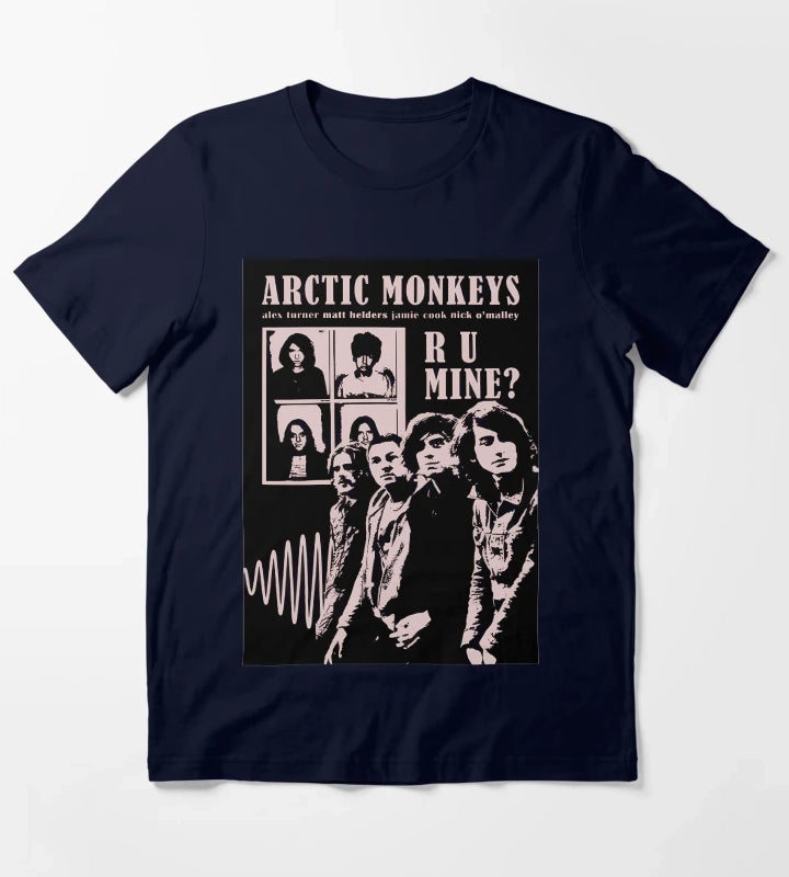 Arctic Monkeys Ru Mine Band Members Design T-Shirt Navy