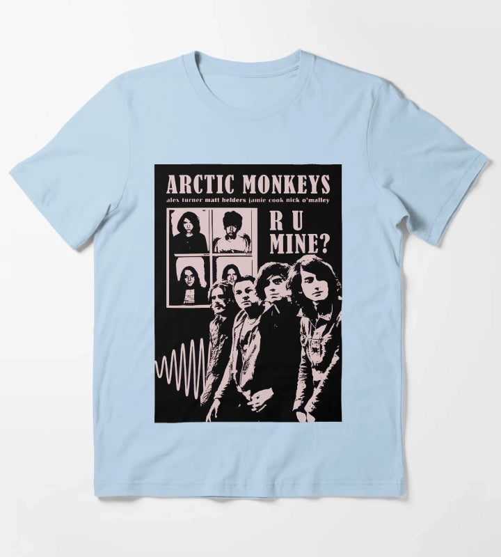 Arctic Monkeys Ru Mine Band Members Design T-Shirt Sky Blue