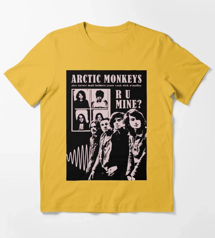 Arctic Monkeys Ru Mine Band Members Design T-Shirt Yellow