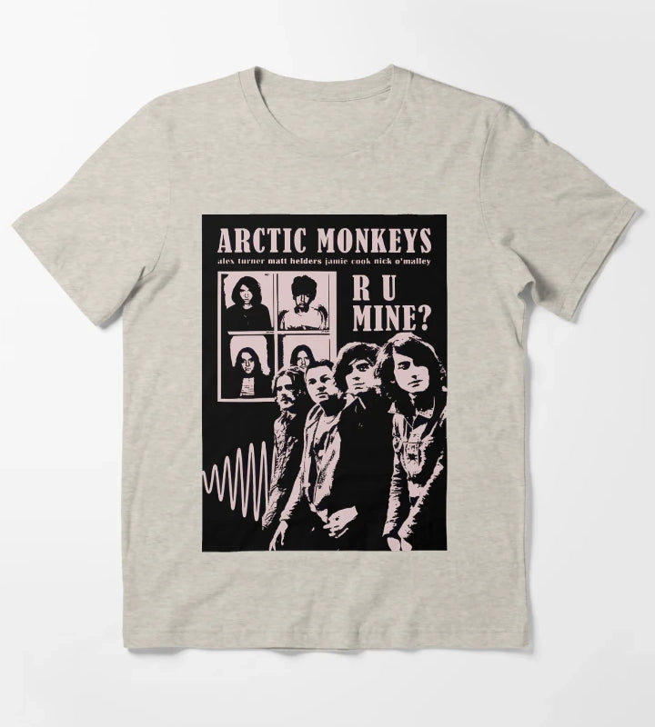 Arctic Monkeys Ru Mine Band Members Design T-Shirt Cream