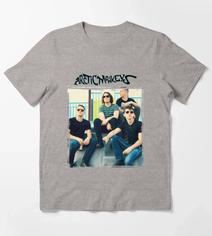 Arctics Monkeyss Retro Band Vintage 90s Indie Rock Music Aesthetic T-Shirt Heather Grey