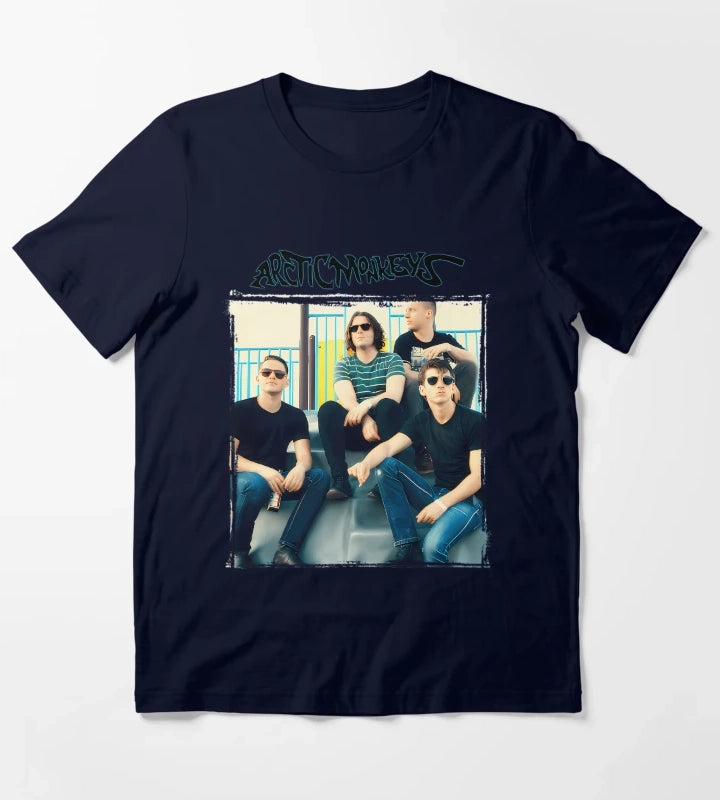 Arctics Monkeyss Retro Band Vintage 90s Indie Rock Music Aesthetic T-Shirt Navy