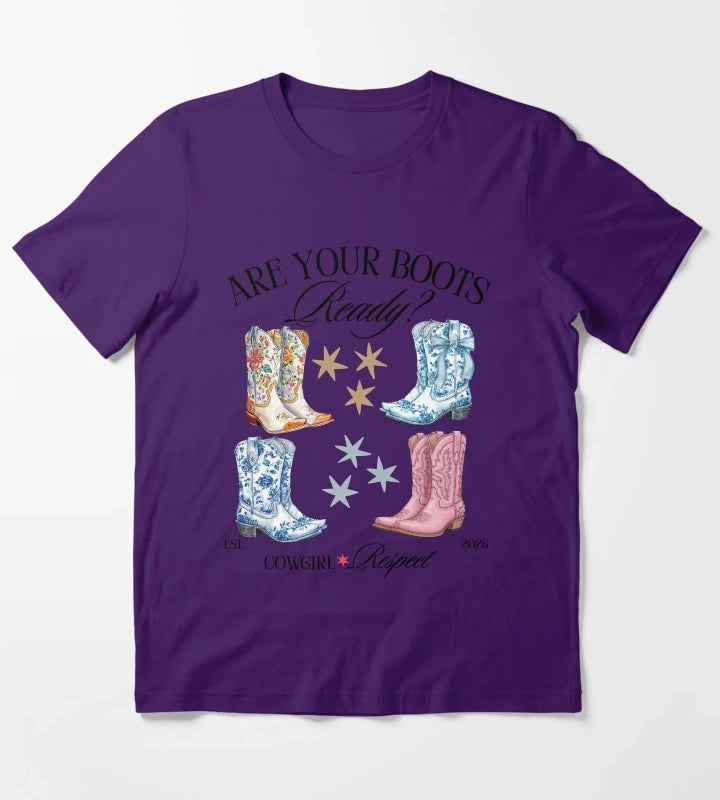 Are your boots ready Cowgirl Respect T-Shirt Purple