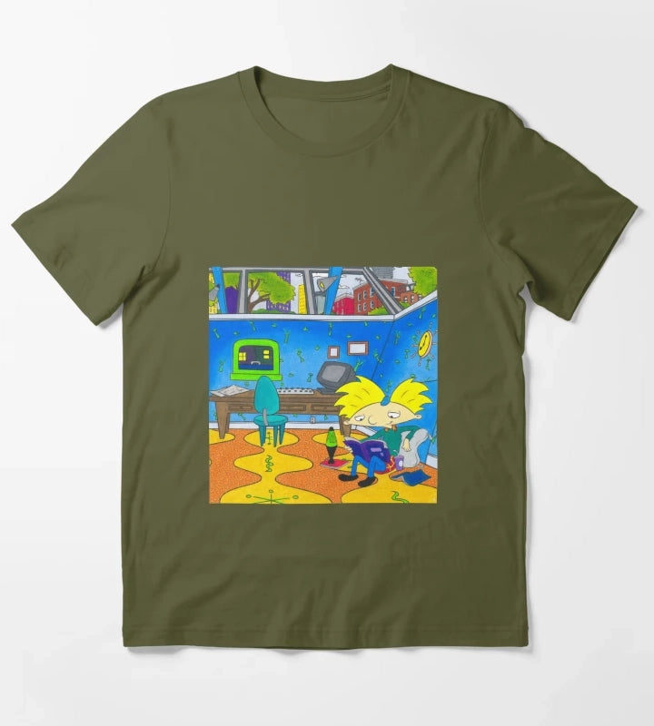 Arnolds Room Hey Arnold Nickelodeon T-Shirt Olive Green