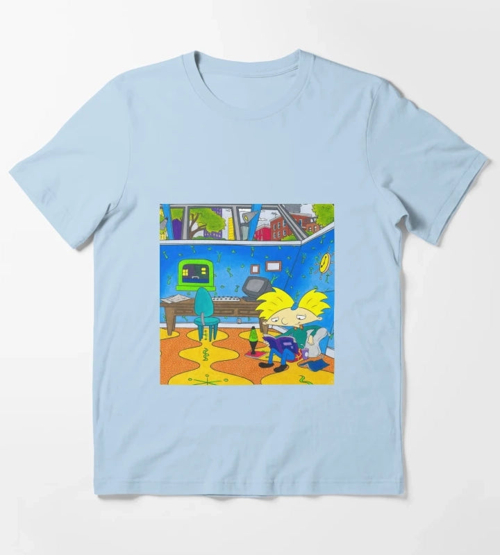 Arnolds Room Hey Arnold Nickelodeon T-Shirt Sky Blue