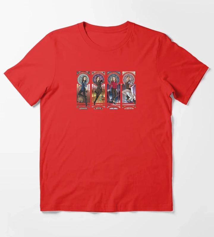 Art Nouveau SHIELD Ladies Combined T-Shirt Red