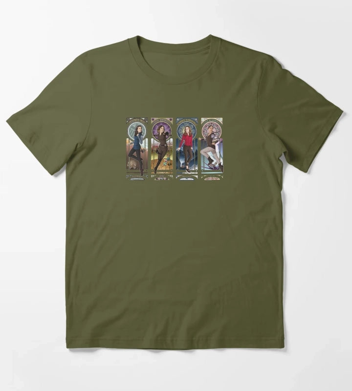 Art Nouveau SHIELD Ladies Combined T-Shirt Olive Green