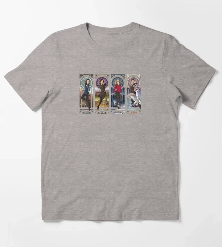 Art Nouveau SHIELD Ladies Combined T-Shirt Heather Grey