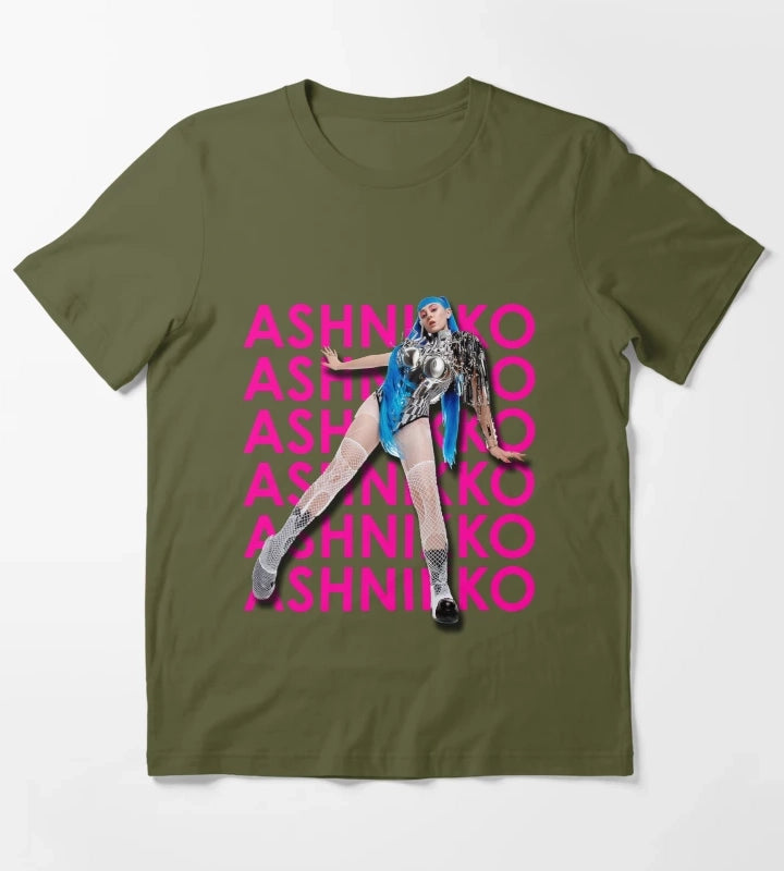 Ashnikko TShirt PinkBlue T-Shirt Olive Green