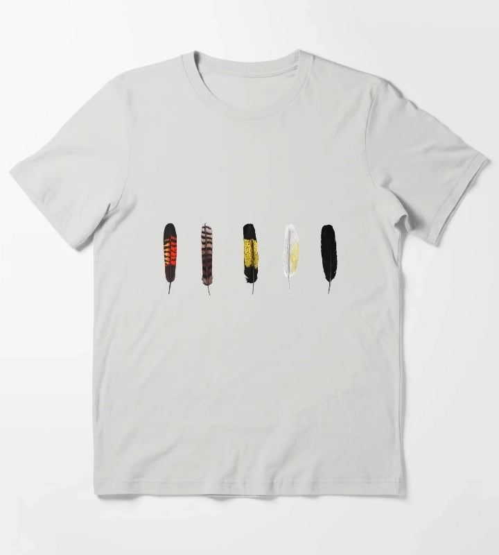 Australian Bird Feathers T-Shirt Light Grey