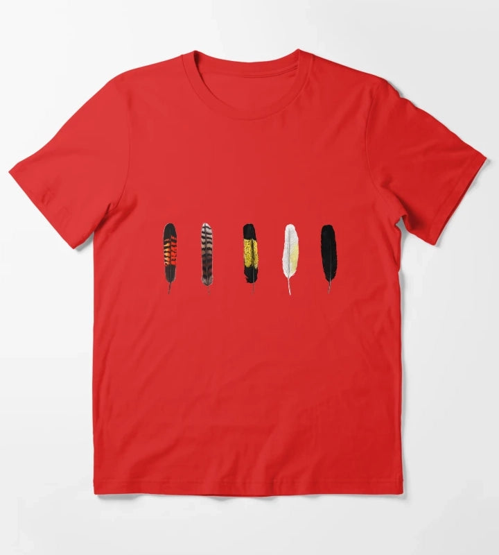 Australian Bird Feathers T-Shirt Red