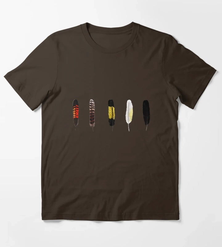 Australian Bird Feathers T-Shirt Brown