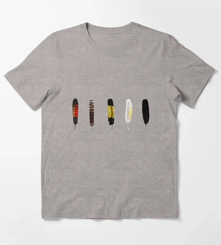 Australian Bird Feathers T-Shirt Heather Grey