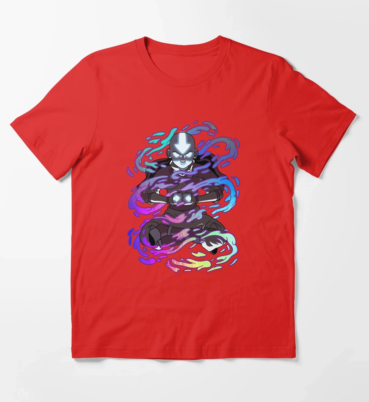 Avatar The Last Airbender Aang Elements Rainbow Foil T-Shirt Red