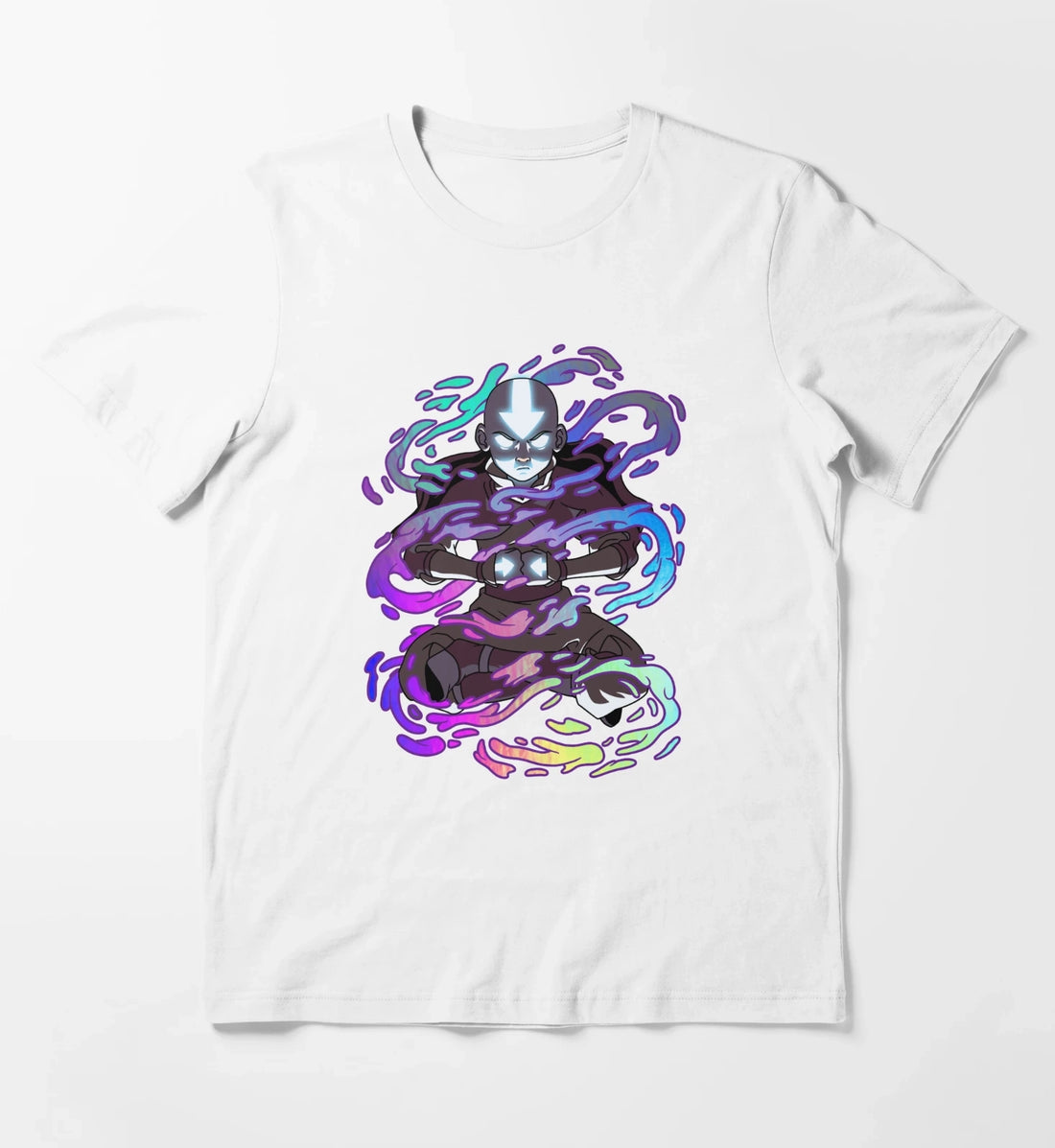 Avatar The Last Airbender Aang Elements Rainbow Foil T-Shirt White
