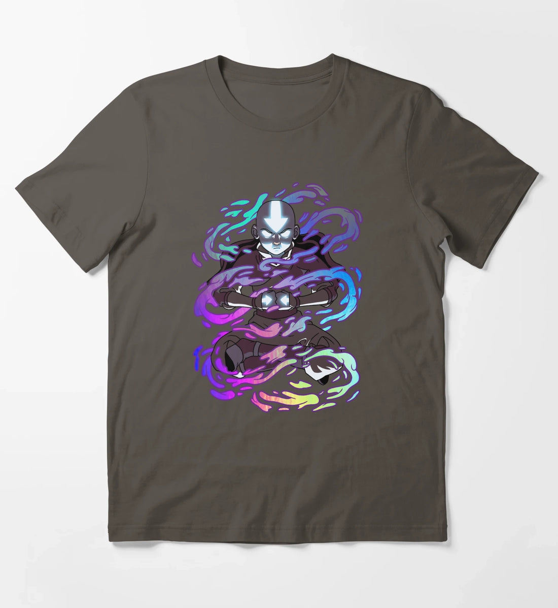 Avatar The Last Airbender Aang Elements Rainbow Foil T-Shirt Dark Grey