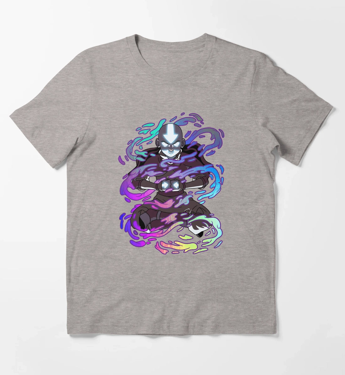 Avatar The Last Airbender Aang Elements Rainbow Foil T-Shirt Heather Grey