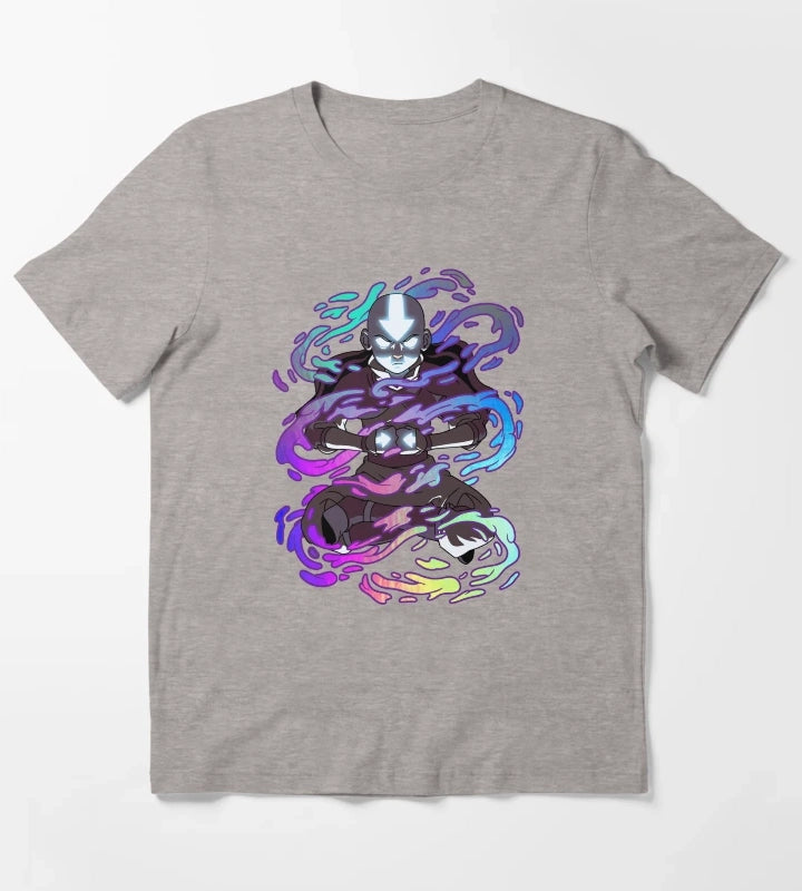 Avatar The Last Airbender Aang Elements Rainbow Foil T-Shirt Heather Grey
