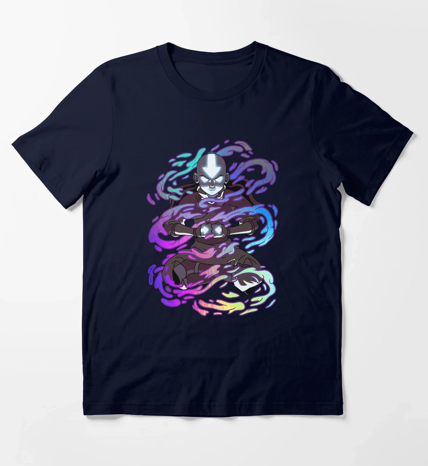 Avatar The Last Airbender Aang Elements Rainbow Foil T-Shirt Navy