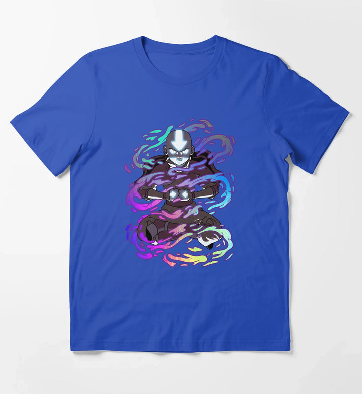Avatar The Last Airbender Aang Elements Rainbow Foil T-Shirt Blue