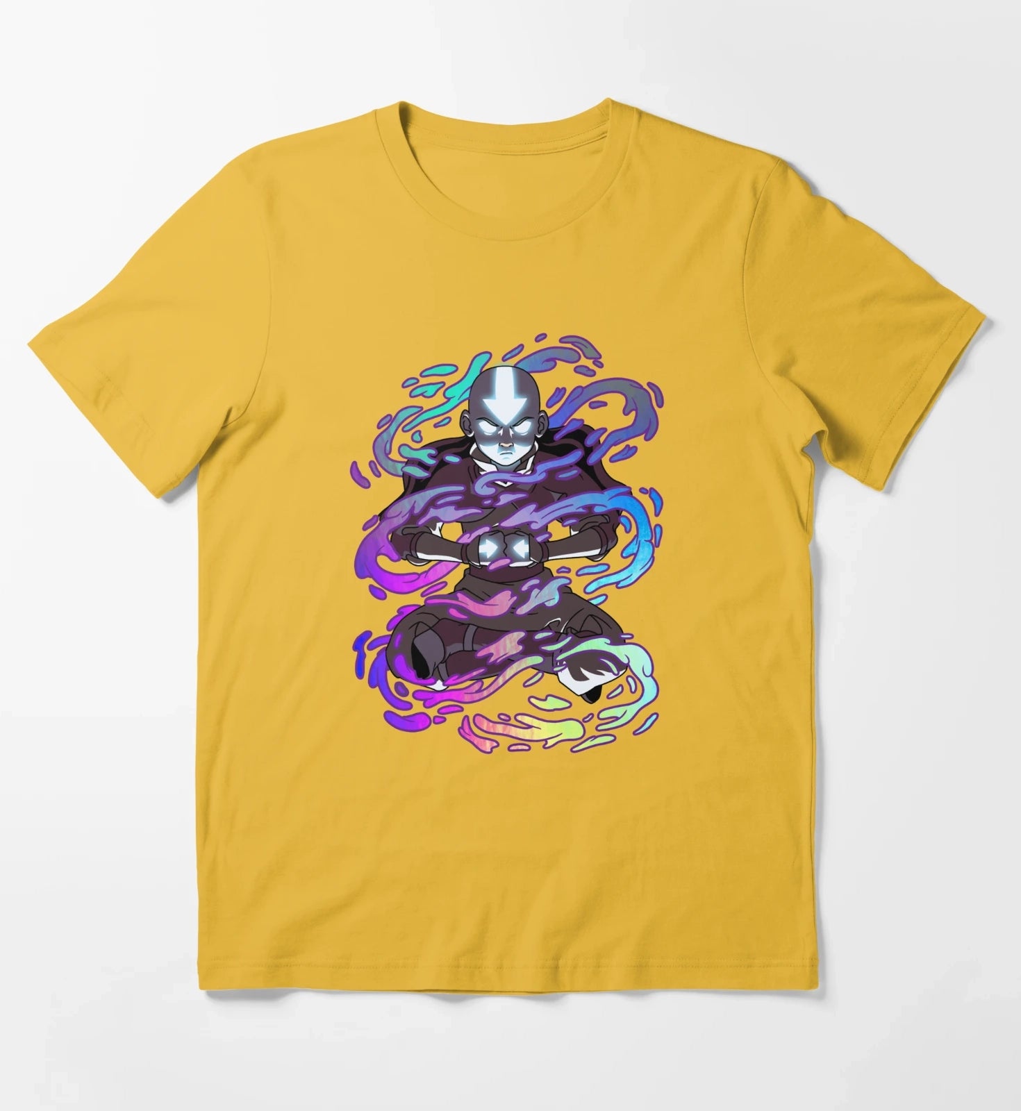 Avatar The Last Airbender Aang Elements Rainbow Foil T-Shirt Yellow