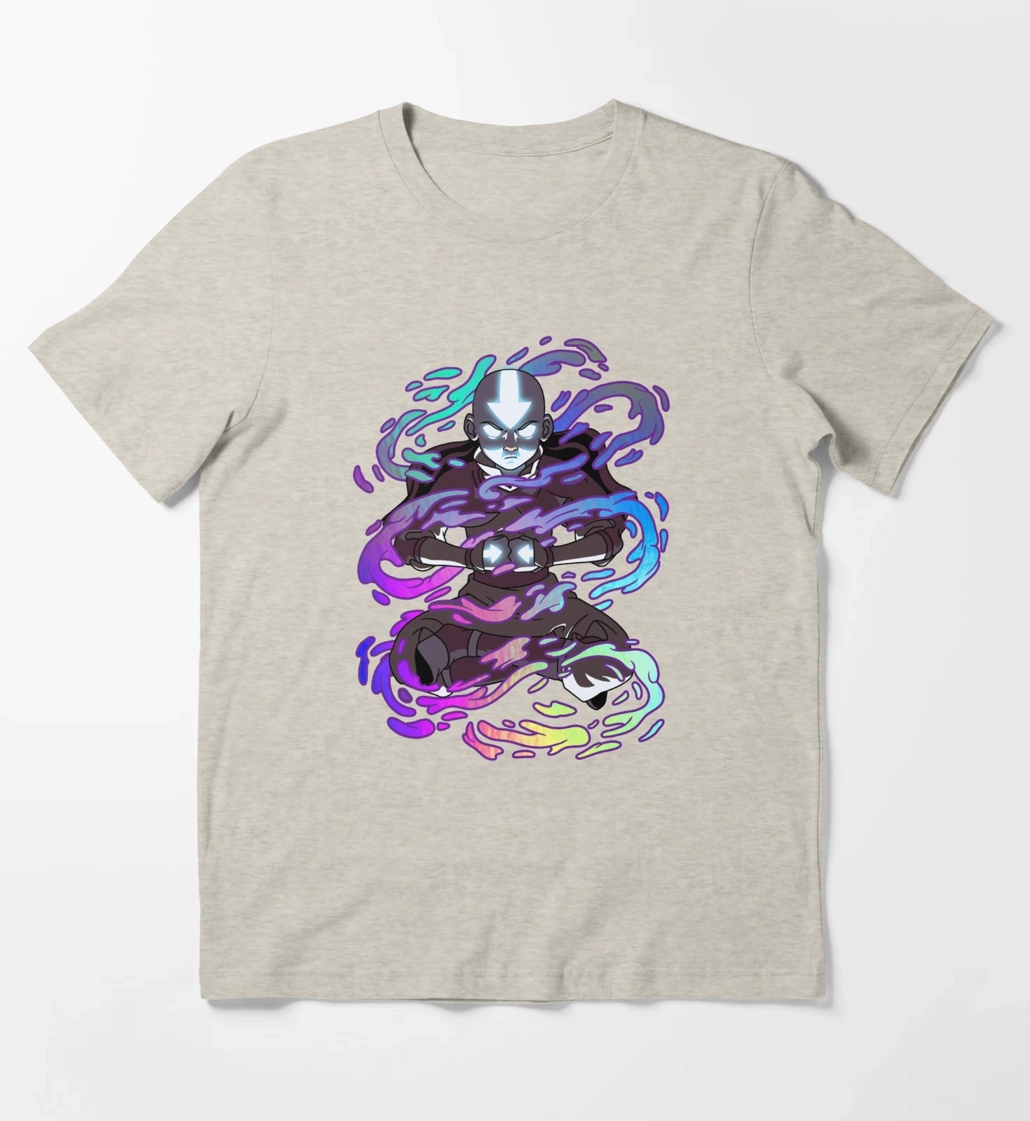 Avatar The Last Airbender Aang Elements Rainbow Foil T-Shirt Cream