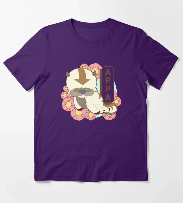 Avatar The Last Airbender Appa Floral Poster T-Shirt Purple