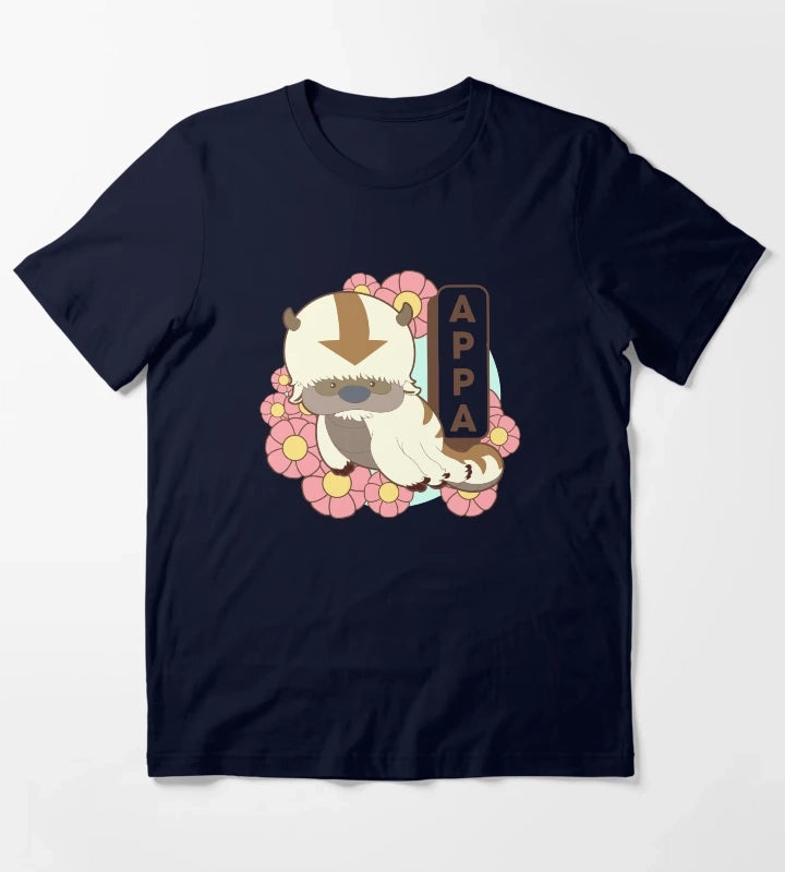 Avatar The Last Airbender Appa Floral Poster T-Shirt Navy