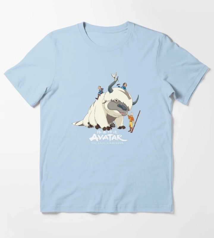 Avatar The Last Airbender Appa Group Shot Logo T-Shirt Sky Blue