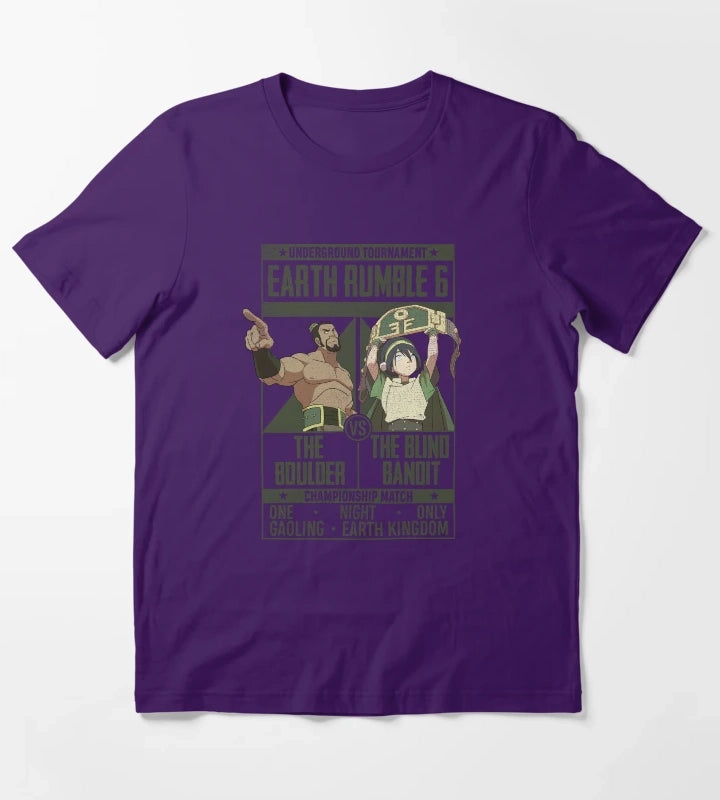 Avatar The Last Airbender Boulder VS Blind Bandit Poster T-Shirt Purple